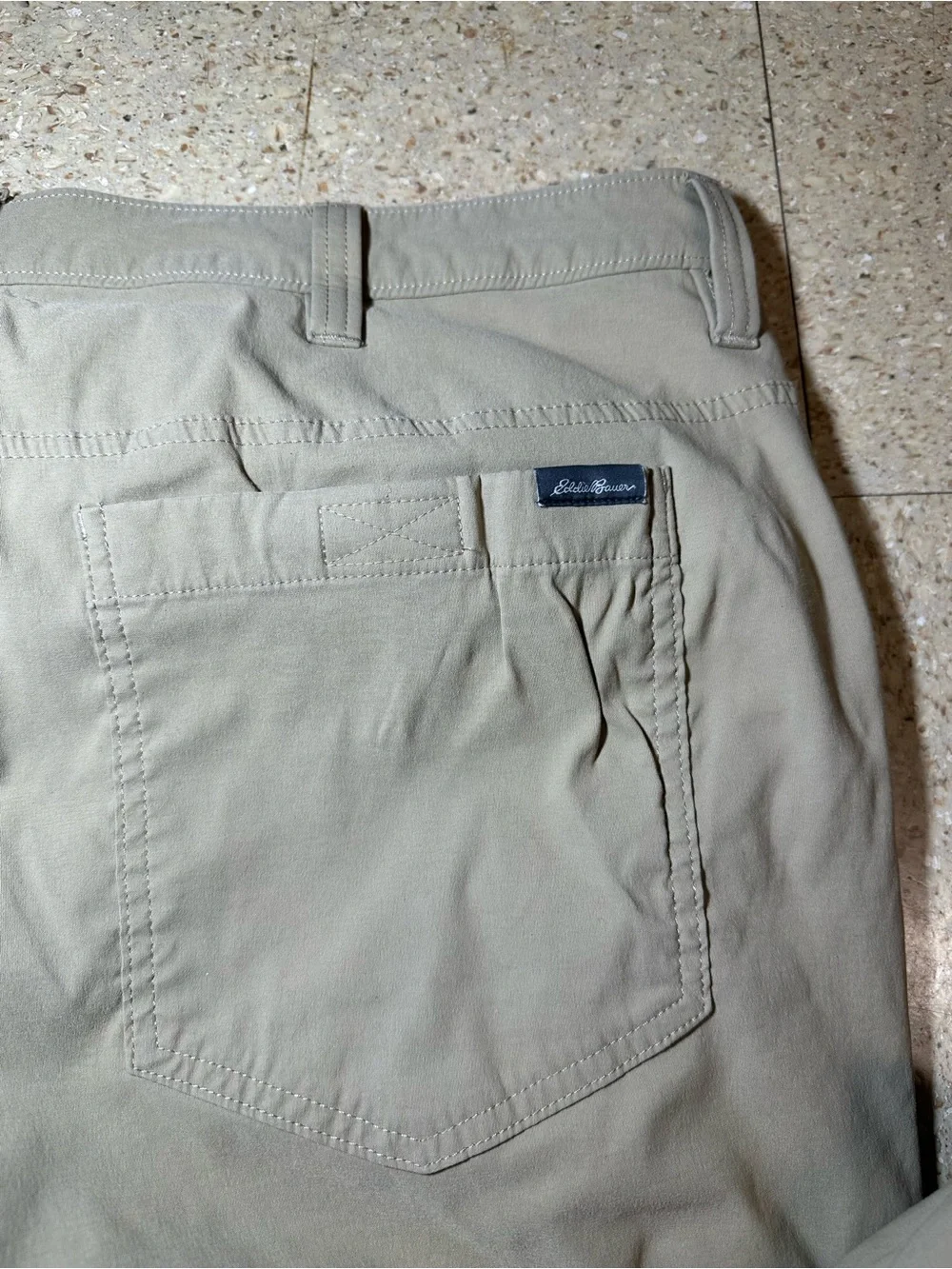 Eddie Bauer Mens Tan Fleece Lined Tech Cargo Pants Stretch Winter Hiking 38x27